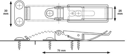 4 kpl jatkopöytäkiinnike SUS304 (V2A) säädettävä, kahdella asennon lukolla, 70 mm (2,8") 24.03.000-1. Jännityksen sulkeminen Saalis #22 valmistettu SUS304: stä (V2A), kiiltävä kiillotettu, laajennettavalle pöydälle, laatikolle, instrumenttikotelolle, työt - Image 8