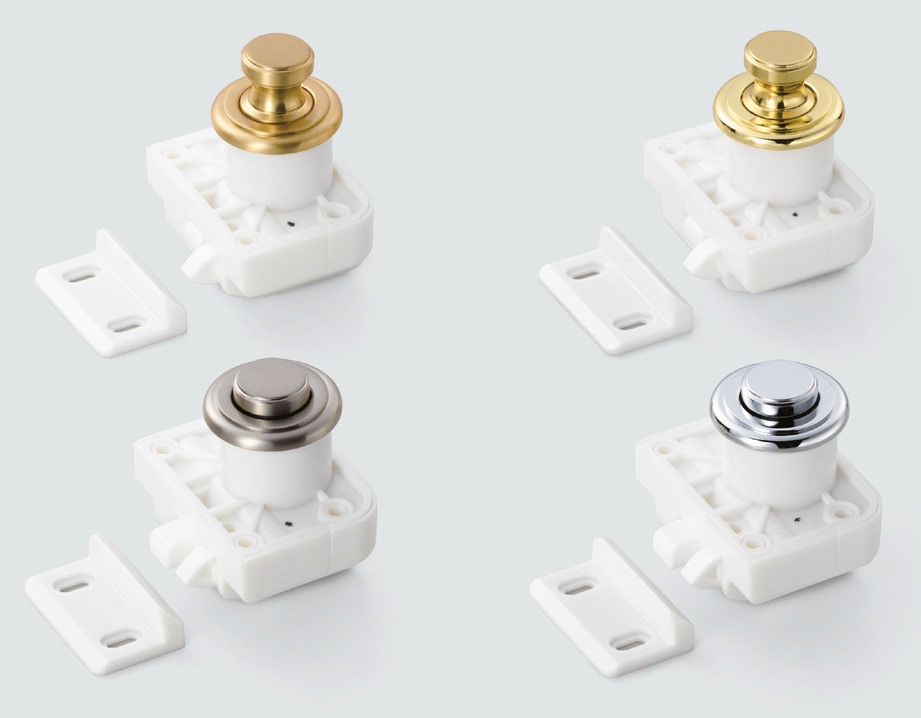 Laadukas nepparikiinnitys kahvatoiminnolla, messinkiä, pinta: kullanvärinen, kiiltävä kiillotettu, versio: pyöreä, TLP-G ja TLP-LBM(W). Kiinteä napsautuskiinnitys asuntovaunuun, jahtiin ja paljon muuta, Sugatsune / LAMP® (Japani) - Image 6