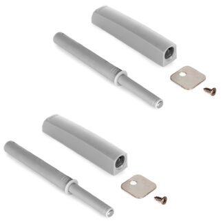 2 kpl tyylikästä painesalpaa, asennuskotelolla, pinta: harmaa, versio: magneettinen, 1900321. Vakaa push-to-open ovenavaaja huonekalujen oviin, kaapin oviin, luukkuihin ja moneen muuhun, EMUCA