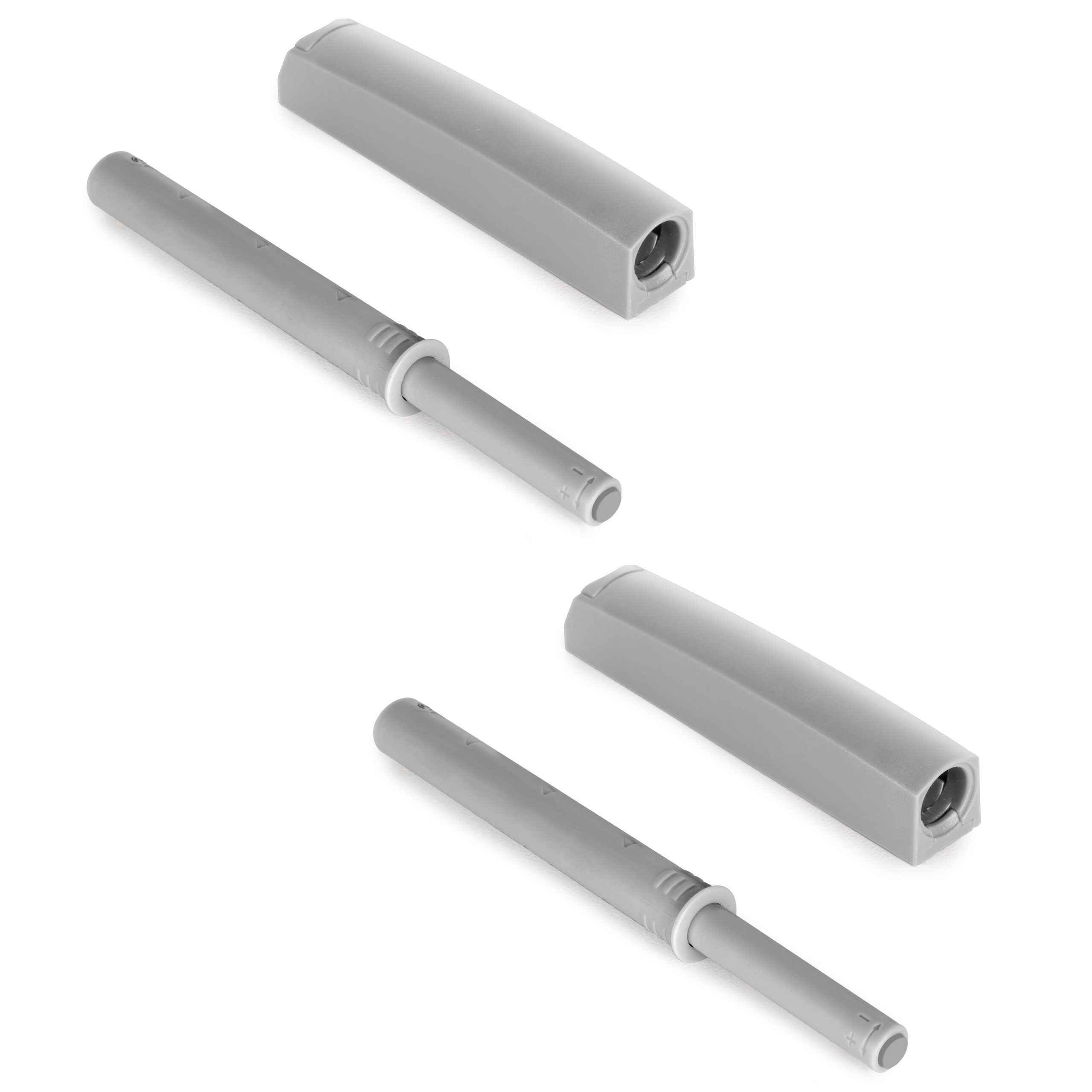 2 kpl tyylikäs nepparisalpa, asennuskotelolla, pinta: harmaa, muotoilu: ei-magneettinen, 1900221. Vakaa push-to-open ovenavaaja huonekalujen oviin, kaapin oviin, luukkuihin ja moneen muuhun, EMUCA