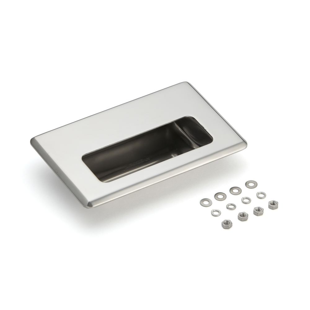 Ainutlaatuinen ruostumattomasta teräksestä valmistettu kahvakuppi SUS304, 138 mm (5-7/16") HH-FB-1M. Ruostumattomasta teräksestä valmistettu kahvakuori ruostumattomasta teräksestä V2A, peilikiillotettu, laatikoihin, kaappeihin, kosteisiin ympäristöihin, laivoihin, koneisiin, laitteisiin Sugatsune / LAMP® (Japani)