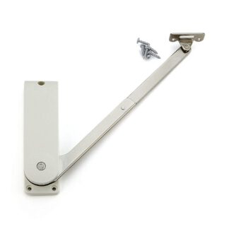 Laadukas läppäpidike, pinta: valkoinen, versio: oikealla, HDS-30KR-WT. Tukeva läppätuki taitettaville, keittiökalusteille ja monelle muulle, Sugatsune / LAMP® (Japani)