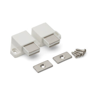 Kompakter Magnet-Druckschnäpper, inkl. Gegenplatte ML-30WW, 25 mm (63/64″) von Sugatsune, weiß, Ausführung: mit 2 Stößeln. Produktbild