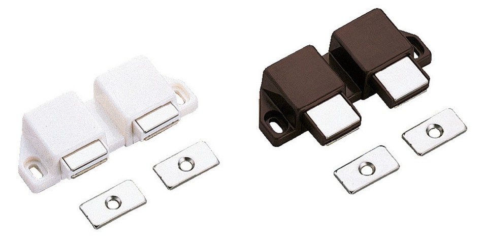 Kompakti magneettinen lukitussalpa, sis. vastalevyn, pinta: valkoinen, 25 mm (63/64"), versio: 2 männällä, ML-30WW. Tilaa säästävä pariovenavaaja huonekalujen oviin, kaappien oville ja paljon muuta, Sugatsune / LAMP® (Japani) - Image 4