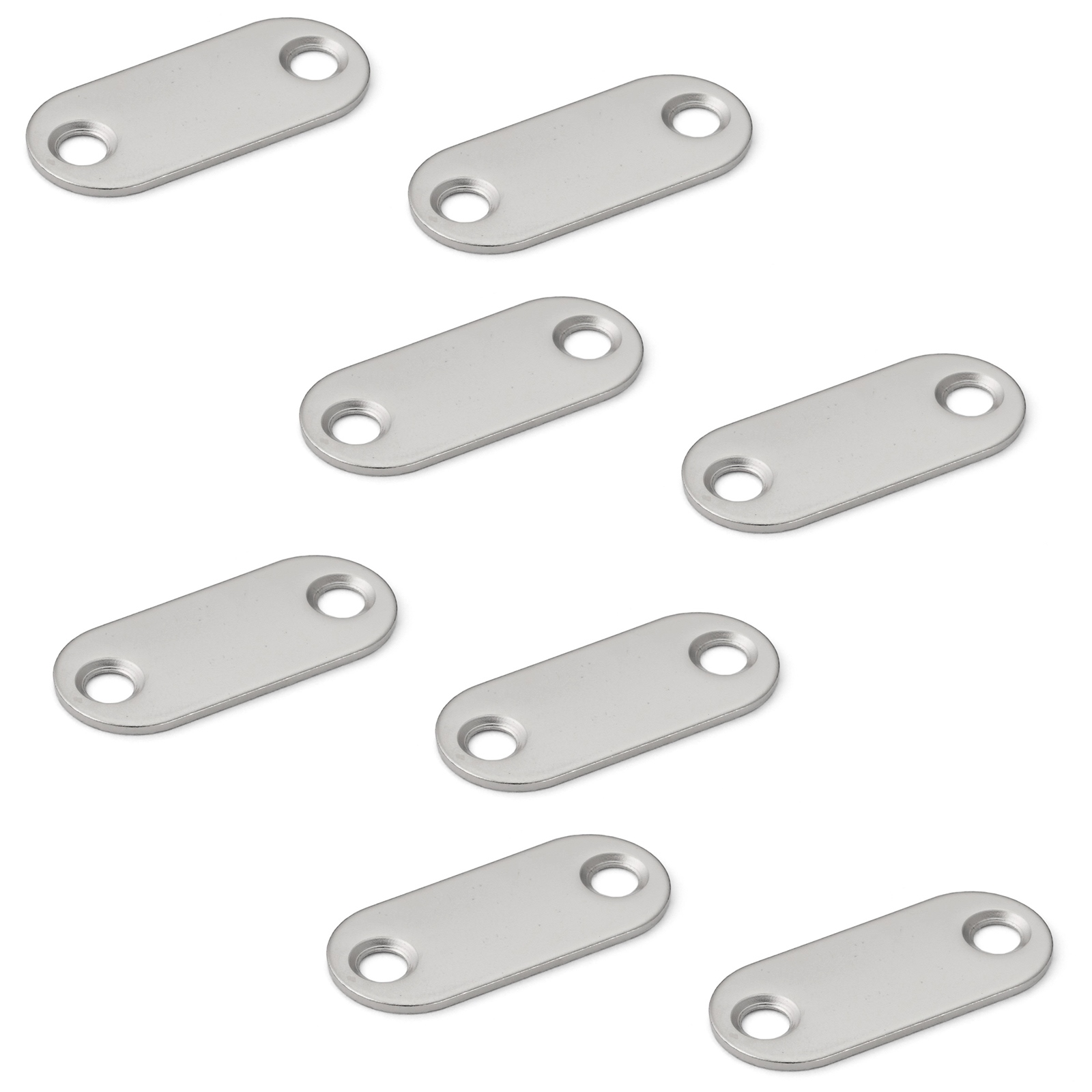 8 kpl pitkä soikea magneettinen vastalevy, jossa 2 upotettua reikää, pinta: nikkelöity, 35 mm (1-3/8"), MC-YN001U. Magneettinen vastine magneettisille salpoille, magneettilukolle, kaapin ovelle ja paljon muuta, kirjoittanut Sugatsune / LAMP® (Japani)