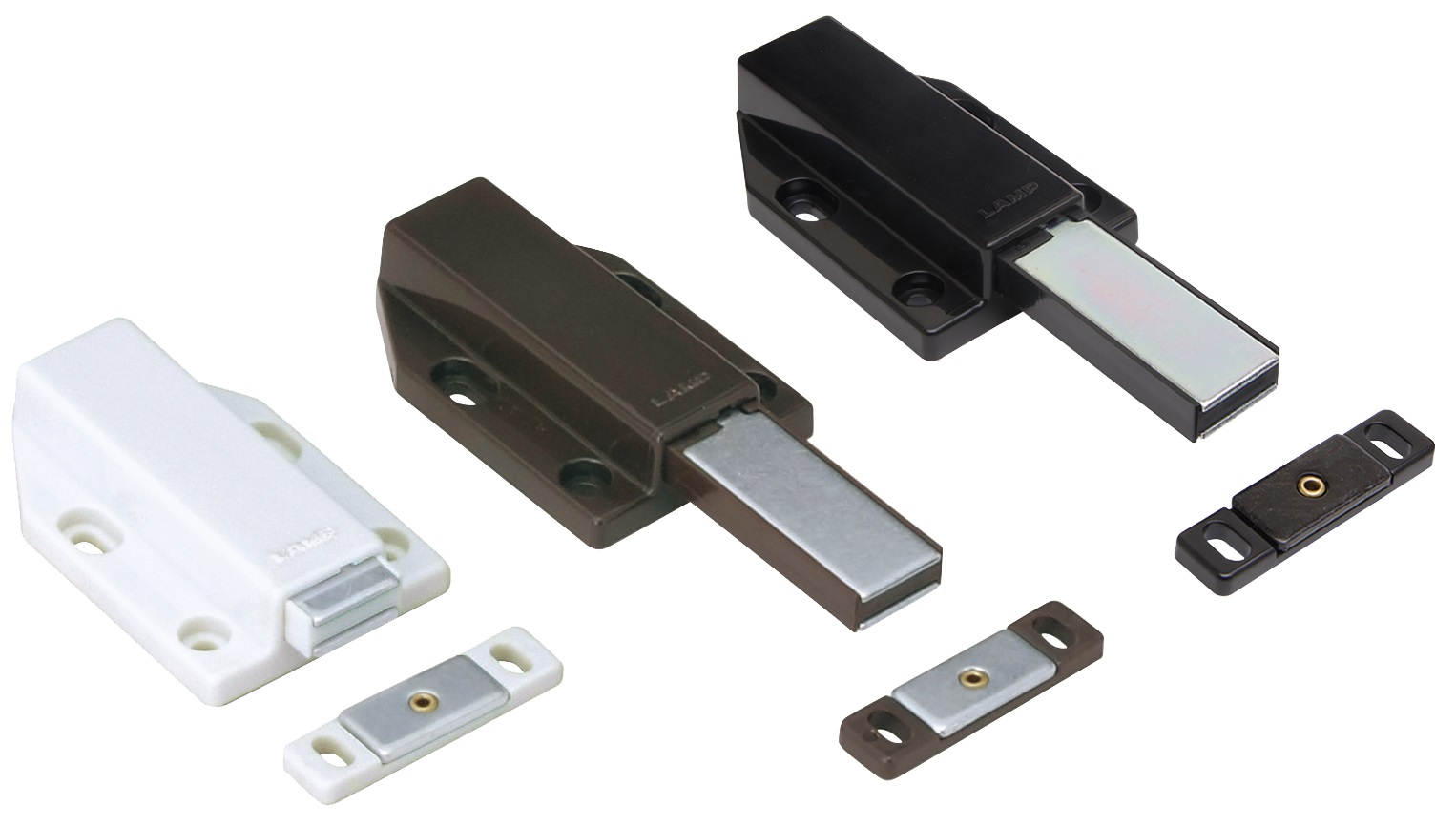 2 kpl magneettisia nepparisalpoja, sis. vastalevyn, pinta: ruskea, 38 mm (1-1/2"), versio: pitkällä männällä, ML-120BR. Push-to-open ovenavaaja huonekalujen oviin, kaappien oville ja paljon muuta, Sugatsune / LAMP® (Japani) - Image 4