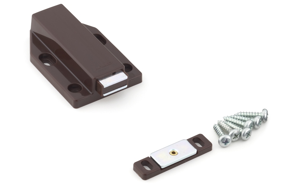 2 kpl magneettisia nepparisalpoja, sis. vastalevyn, pinta: ruskea, 38 mm (1-1/2"), versio: pitkällä männällä, ML-120BR. Push-to-open ovenavaaja huonekalujen oviin, kaappien oville ja paljon muuta, Sugatsune / LAMP® (Japani) - Image 5