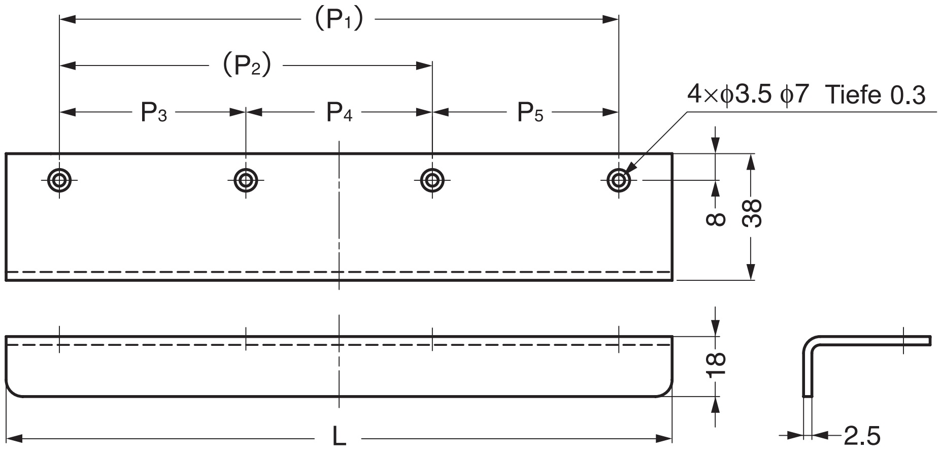 Laadukas kiinteä ruostumattomasta teräksestä valmistettu kulmakahva, satiinimatto, 120 mm (4,8 tuumaa) SN-120S. Huonekalukahva SN-120S veneelle, jahdille, ruostumattomasta teräksestä valmistetulle keittiölle, rantahotellille, lääkärin vastaanotolle, keitt - Image 2