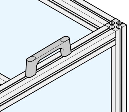 Laadukas kiinteä sinkkiseoskahva (ZDC), kromattu, satiinimatto valkoisilla kansikorkkeilla, 175 mm (6,9") KMH-150-WT. Konekahva KMH-150-WT teollisuuskaappiin, tuotantolaitokseen, koneenrakennukseen, Sugatsune / LAMP® (Japani) - Image 4