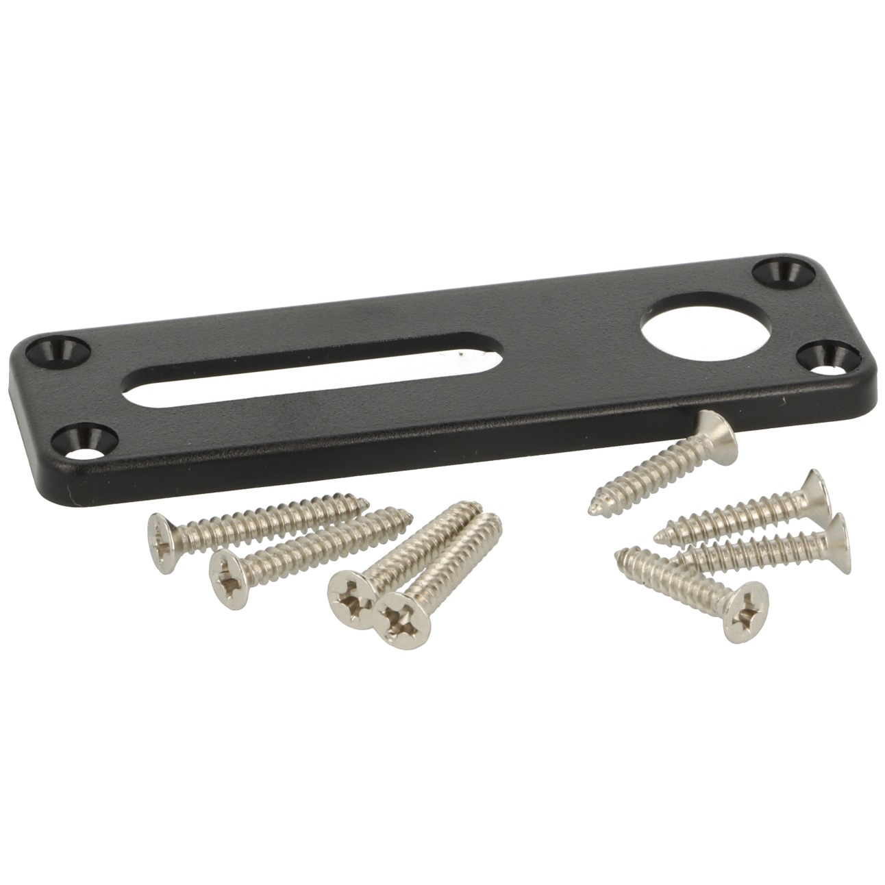 Asennuslevy, 77 mm (3,1") 14.08.245. Muovista valmistettu asennuslevy, musta matta, huonekalujen yhdistelmälukkoon, SISO Tanska