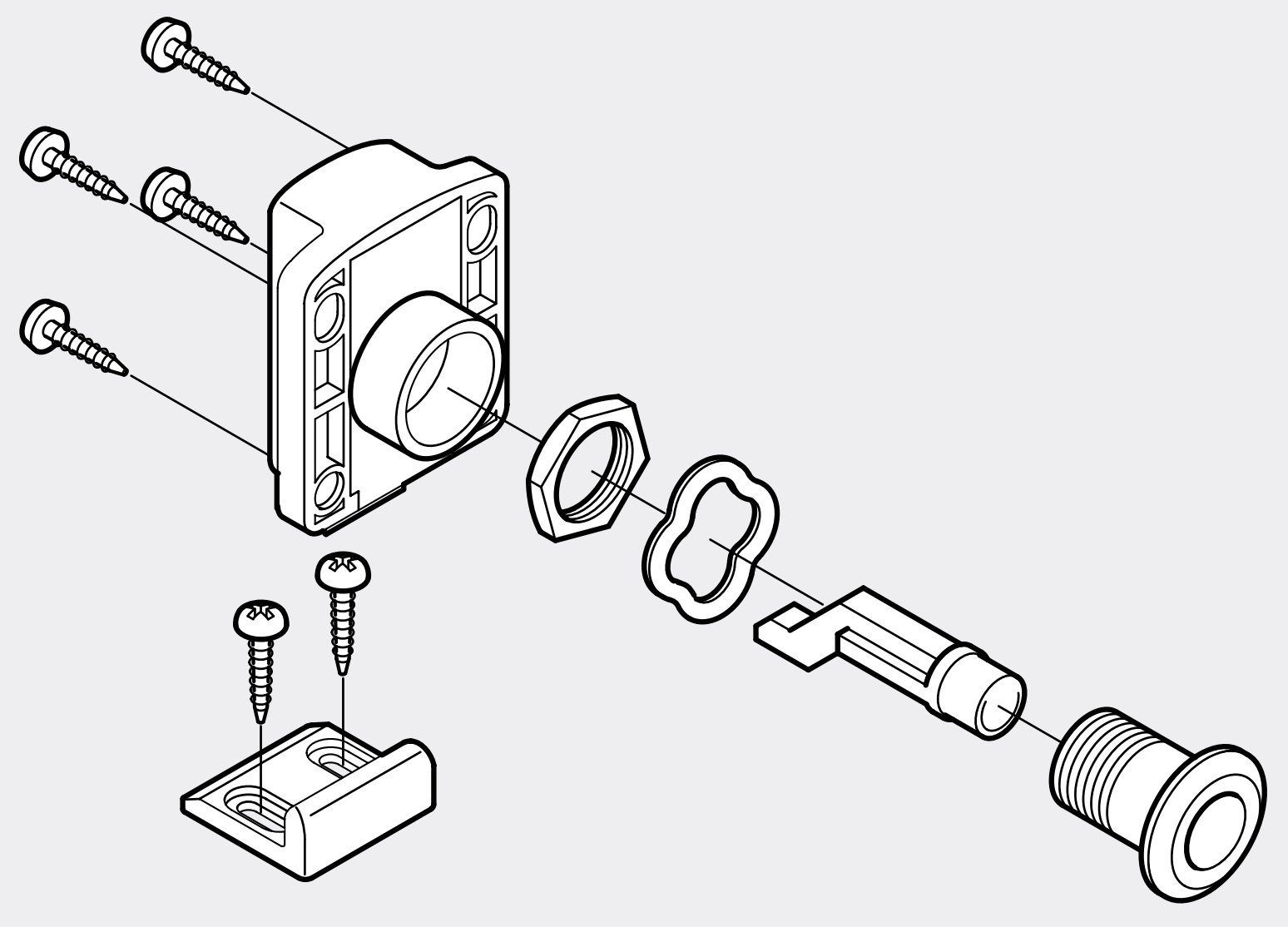 Push-Knopf-Verschluss für dicke Möbeltüren von 22 bis 25 mm SL-B251-BR von Sugatsune, braun. Montagezeichnung