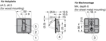 Laadukas neliöjousisaranoitu koukku syvennykseen, pinta: kromattu, 52 mm (2,1"), NF-K52-CR. Neliömäinen taitettava koukku automaattisella sulkemisella, pienelle talolle, matkailuautolle, jahdille ja paljon muuta, Sugatsune / LAMP® (Japani) - Image 5