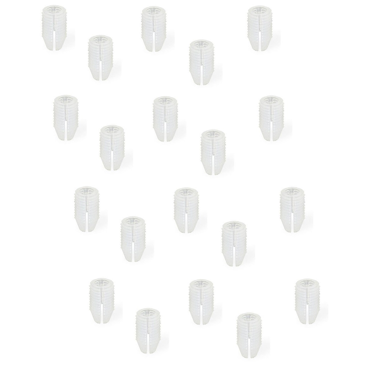 20 kpl tukeva sisäänajoholkki, joka sopii ruuveille ⌀3 mm, valmistettu nailonista (PA), 10 mm (25/64"), 9040920. Käytännöllinen laajennusholkki huonekalujen liittämiseen, runkoasennukseen, hyllyasennukseen ja paljon muuta, EMUCA