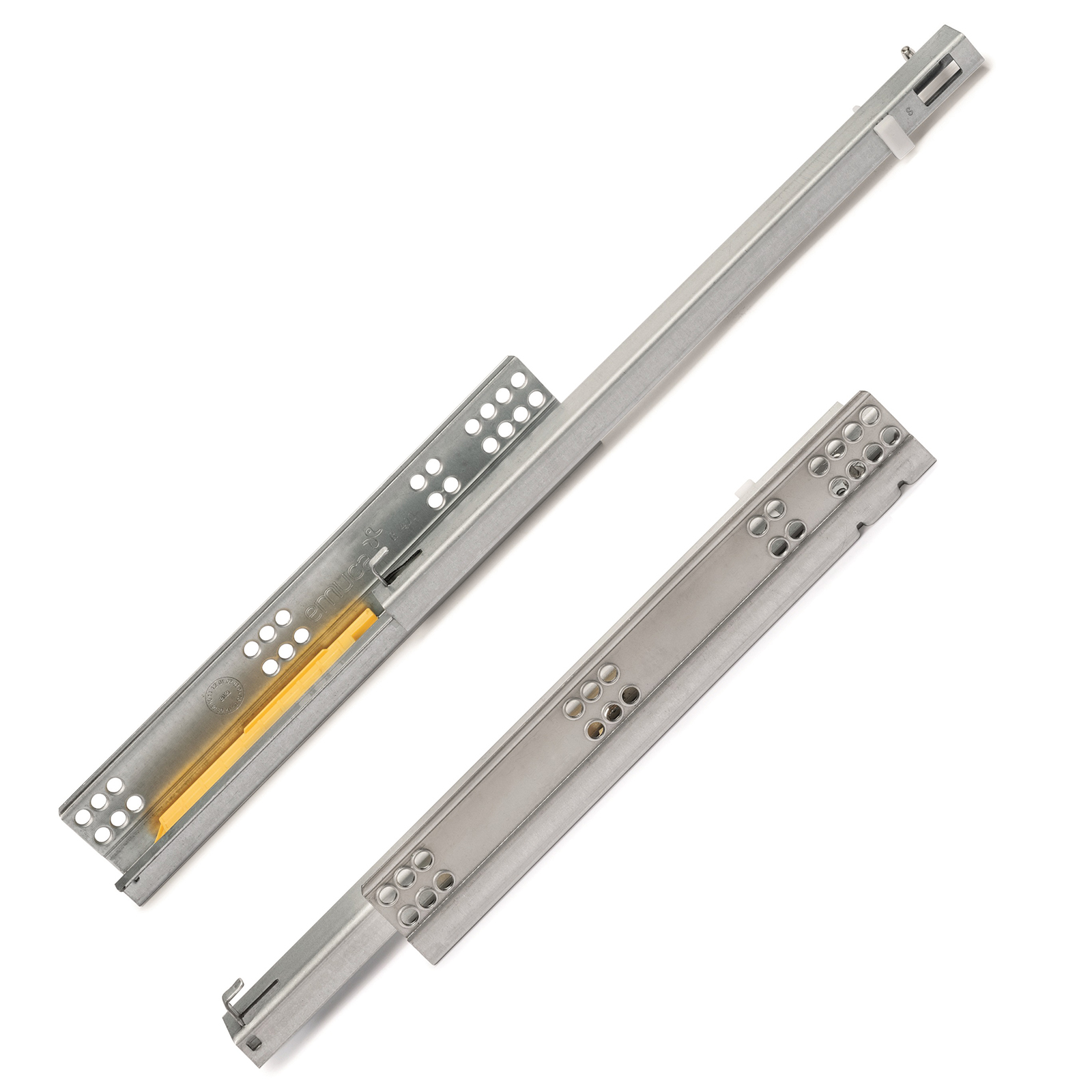 Lattian alla olevat kiskot, kantavuus: 25 kg (56 lbs), 400 mm (15-3/4"), Rakenne: Osittainen jatke push-to-open-toiminnolla, 3123305. Laadukkaat lattian alla olevat vetolaatikot puisiin laatikoihin, puisiin hyllyihin ja paljon muuta, EMUCAlta