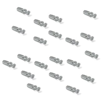 20 kpl kestävää liitospulttia ⌀3,5 mm:n reiälle, terästä, 10 mm (25/64"), 8057205. Tukeva epäkeskotappi huonekalujen liittämiseen ja paljon muuta, EMUCA