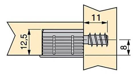 20 kpl kestävä liitospultti reiälle ⌀6 mm, terästä, 11 mm (7/16"), 8905305. Tukeva epäkeskotappi huonekalujen liittämiseen ja paljon muuta, EMUCA - Image 3