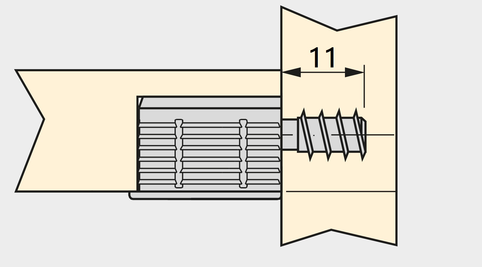 20 kpl tukevaa liitospulttia reikään ⌀6 mm, valmistettu Zamakista, 11 mm (7/16"), 8083901. Tukeva epäkeskotappi huonekalujen liittämiseen ja paljon muuta, EMUCA - Image 3
